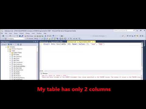 MSSQL   Fix Error   There are fewer columns in the INSERT statement than values specified in the VAL