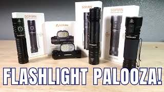BEST BUDGET EDC/OUTDOOR FLASHLIGHT COMPANY SOFRIN FLASHLIGHT LINE UP REVIEW SR12,HS22,SK3 AND SR23