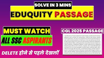 CHSL students must watch it. Solve education passage in just 3 minutes.