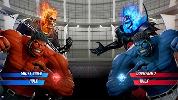 Hulk & Ghost Rider (Red) VS Hulk & Dormmamu (Blue) - Marvel vs Capcom Infinite | 4K