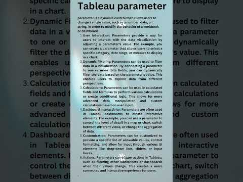 Tableau parameter #excel