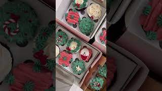 Christmas theme chocolate cupcakes.
