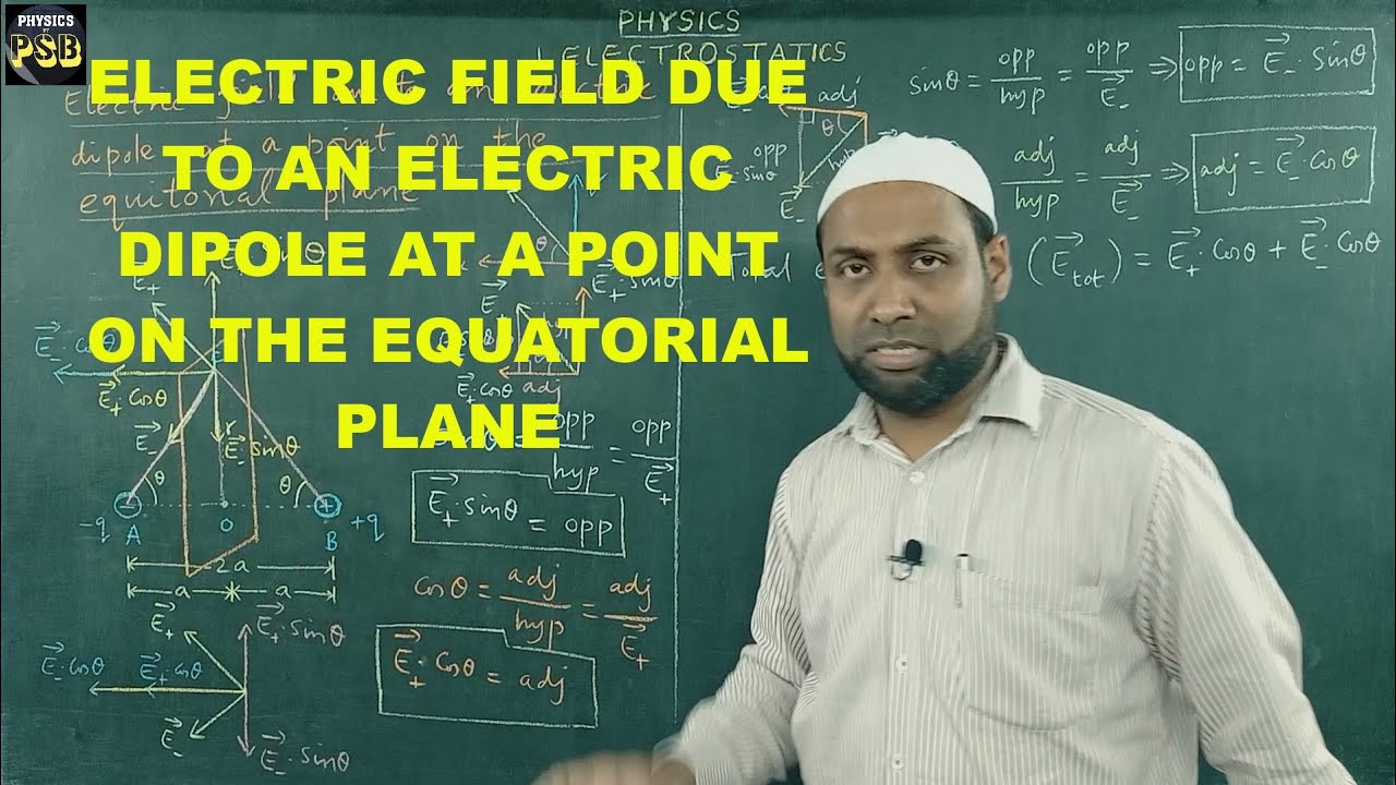 Electric field due to an electric dipole at a point on the equatorial ...