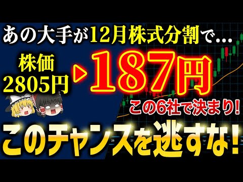 【12月株式分割】あの国内大手6社に手が届く！最高の仕込み時です【ゆっくり解説】