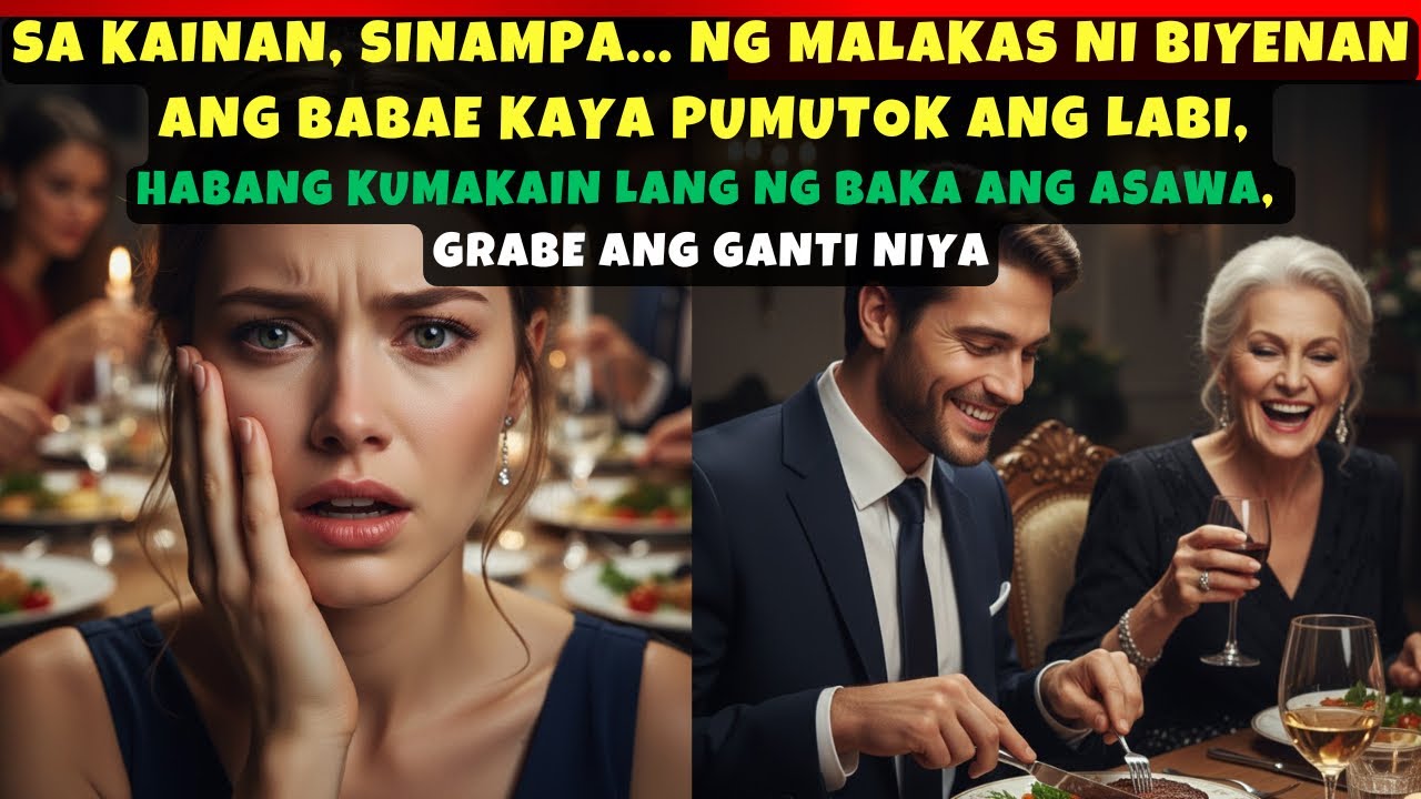 SA KAINAN, SINAMPA... SYA NG MALAKAS NI BIYENAN, KAYA PUMUTOK ANG LABI, HABANG KUMAKAIN LANG ANG ASA