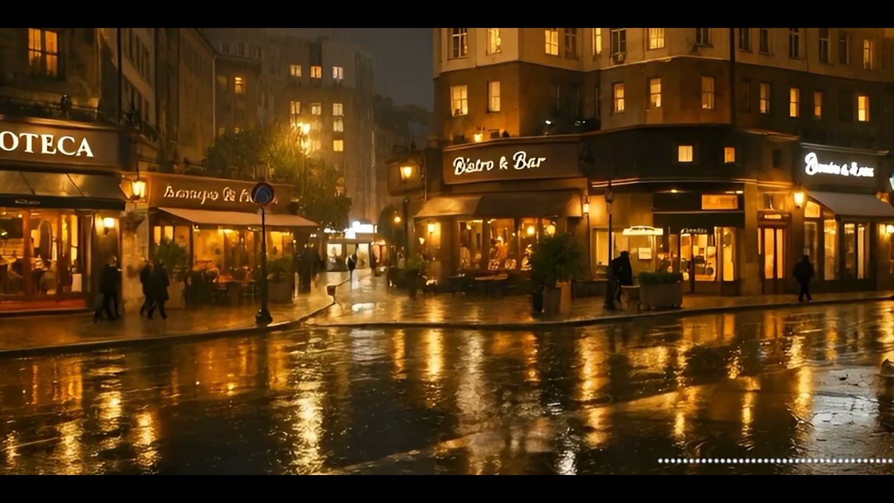 European Rainy Cafe Light | 유럽감성 비오는 저녁 카페 야경 무드
