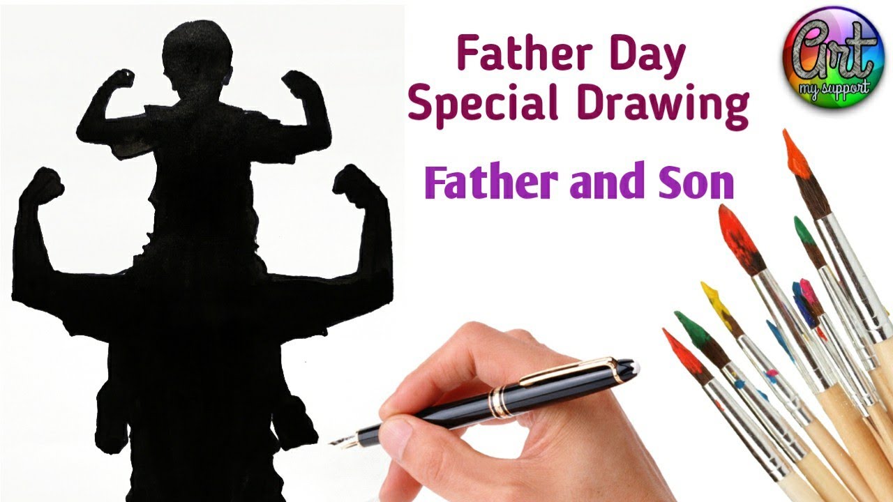Father's day special drawing ll Easy way to draw father and son Drawing 