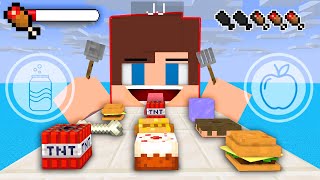 JJ EATING RUN Food Game with Mikey - Maizen Minecraft Animation