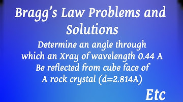 Determine an angle through which an Xray of wavelength 0.44 ... Bragg