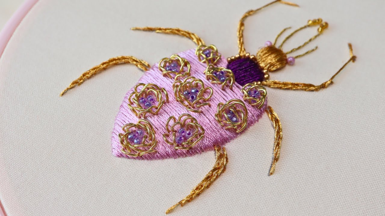MOR BÖCEK EL İŞLEMESİ - ALTIN NAKIŞI / PURPLE BUG HAND EMBROIDERY- GOLDWORK