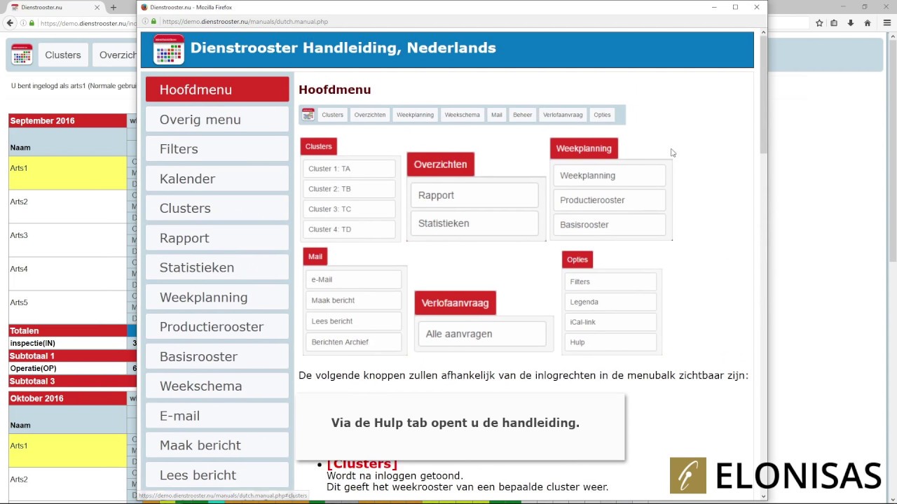 Dienstrooster demo: gebruiker