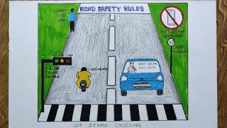 Road safety rules drawing step by step so easy