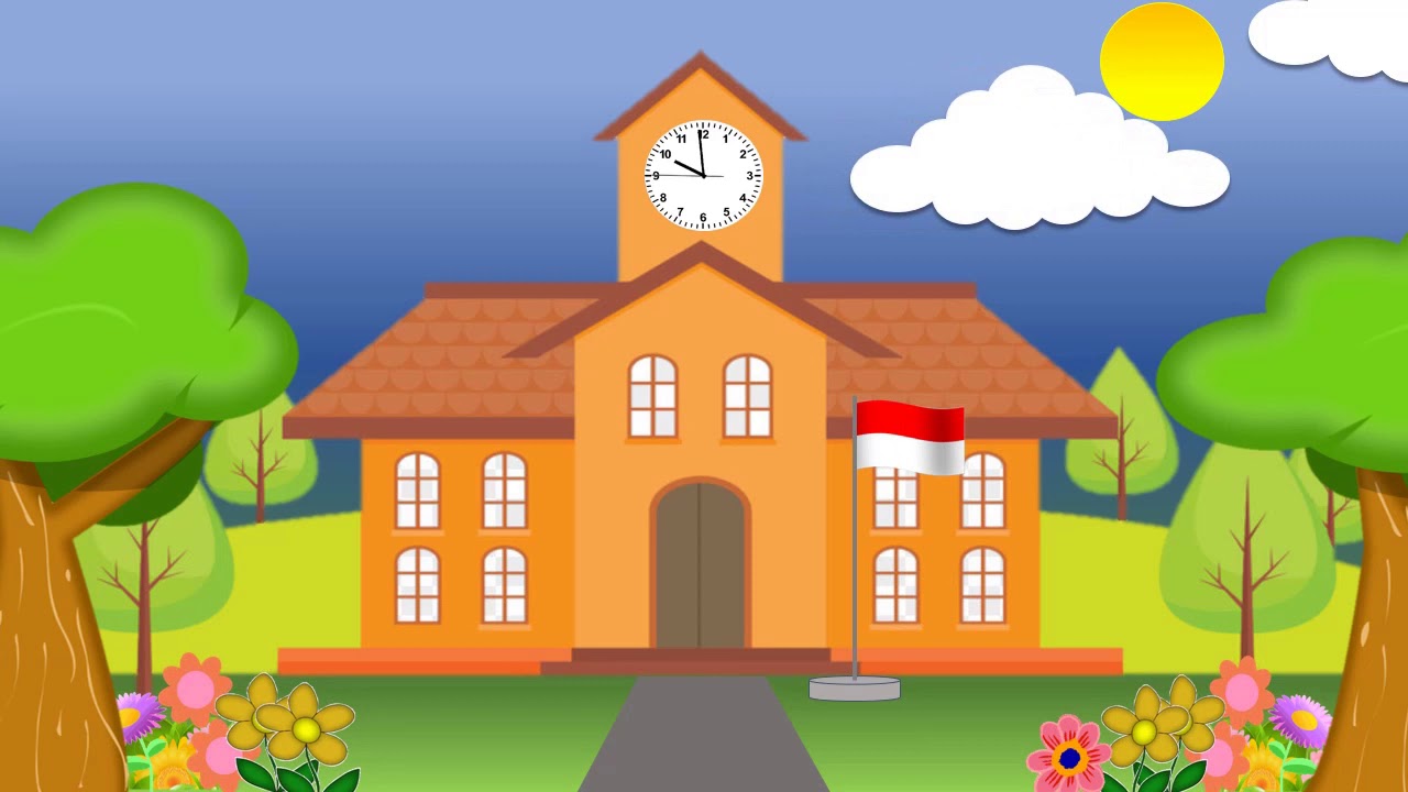 Background Animasi Gedung Sekolah