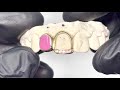 Open Face Tooth w Light Pink Sapphires on Tip and Pink Enamel Tooth in 14K Yellow Gold | Luxe Grillz