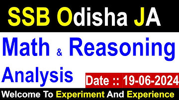SSB Junior Assistant Exam Analysis 2024 Competed Math & Reasoning | #odishassb #ssbodisha #ssbodia