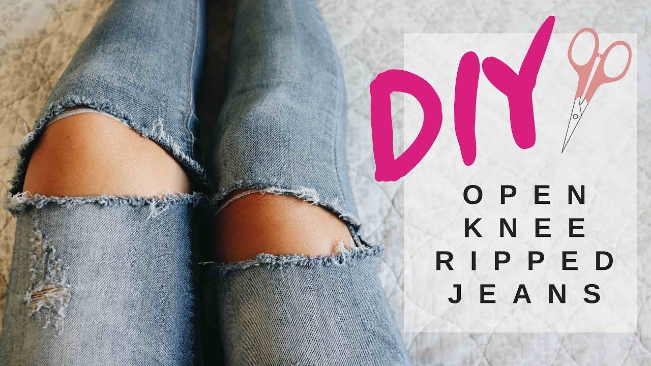 open knee ripped jeans