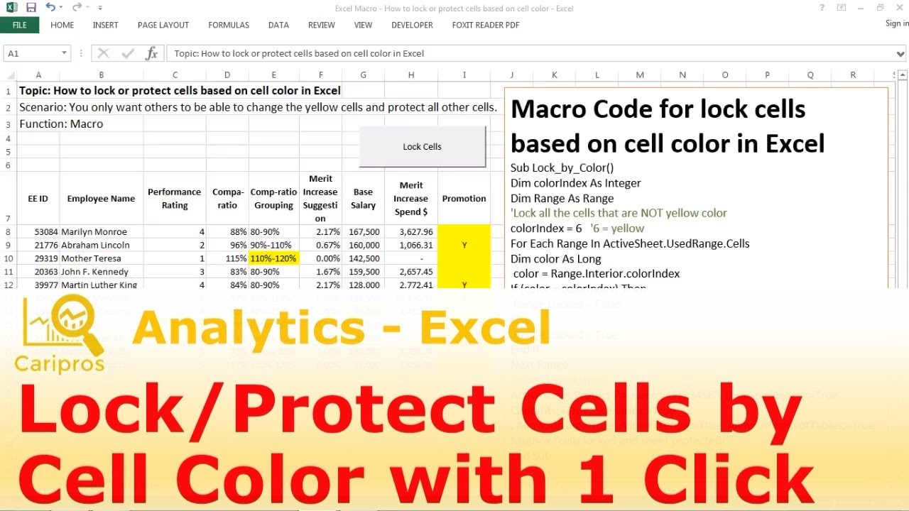 Lock Or Protect Cells By Cell Color In 1 Click Vba For Beginner