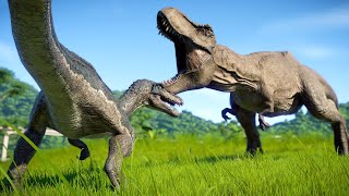 🔴FEATHERED T-REX vs CARNIVORE AND HERBIVORE DINOSAURS BATTLE ROYALE  - Jurassic World Evolution 2
