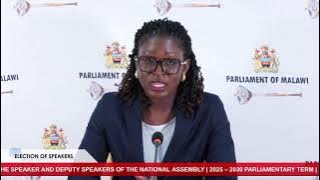 PARLIAMENT OF MALAWI | 29th October, 2025, Election of Speakers of the National Assembly