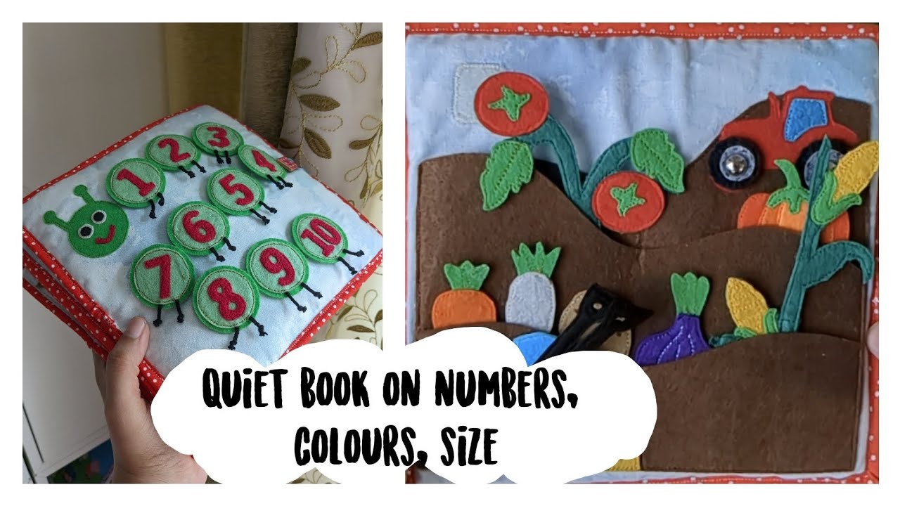 Quiet book on Numbers, Colours and Size - YouTube