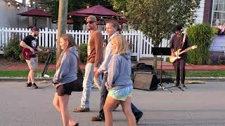 12th House band playing on Main Street Saxonburg Pennsylvania during the Sprankles Oktoberfest 2021