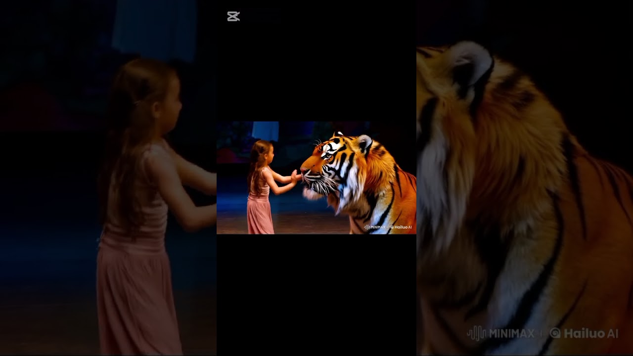 On stage with a girl tiger #funny #cartoon #agooddaytobeadog