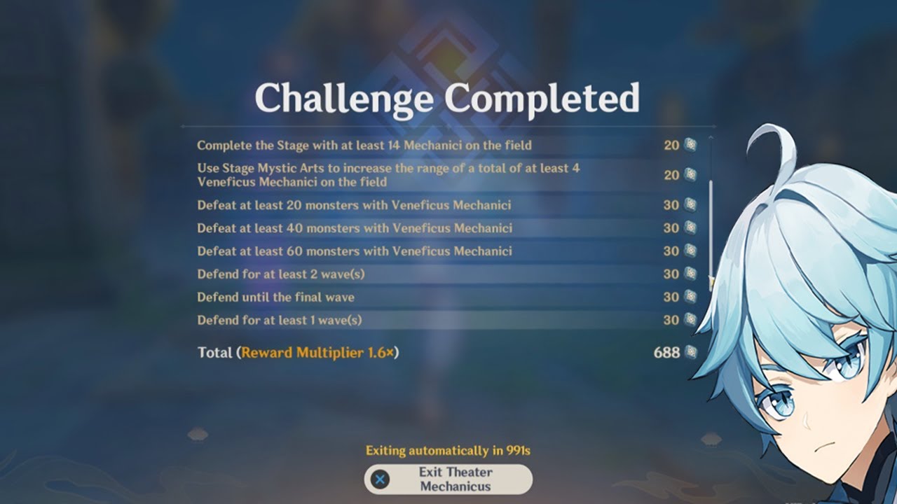 Theater Mechanicus Difficulty 4 Multiplier 1.6 Solo 0/20 Genshin Impact