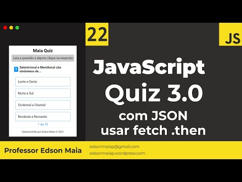Curso de JS Aula 22 Aplicações com JavaScript Quiz 3.0 com JSON usando fetch then