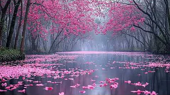 Rainy Blossoms Ambience with Flute Music – Peaceful Study, Stress Relief, & Mindfulness Meditation 