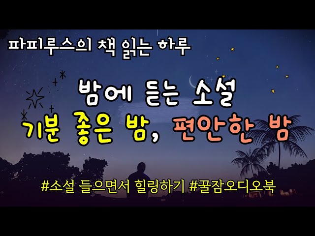 밤에 듣는 소설 🌟기분 좋은 밤✨, 편안한 밤🙂‍↔️🙂‍↔️. 중간광고 없는 오디오북 3편  #소설읽어주는남자 #파피루스의책읽는하루 #한국소설 #잠잘때듣는소설 #밤에듣는소설 class=