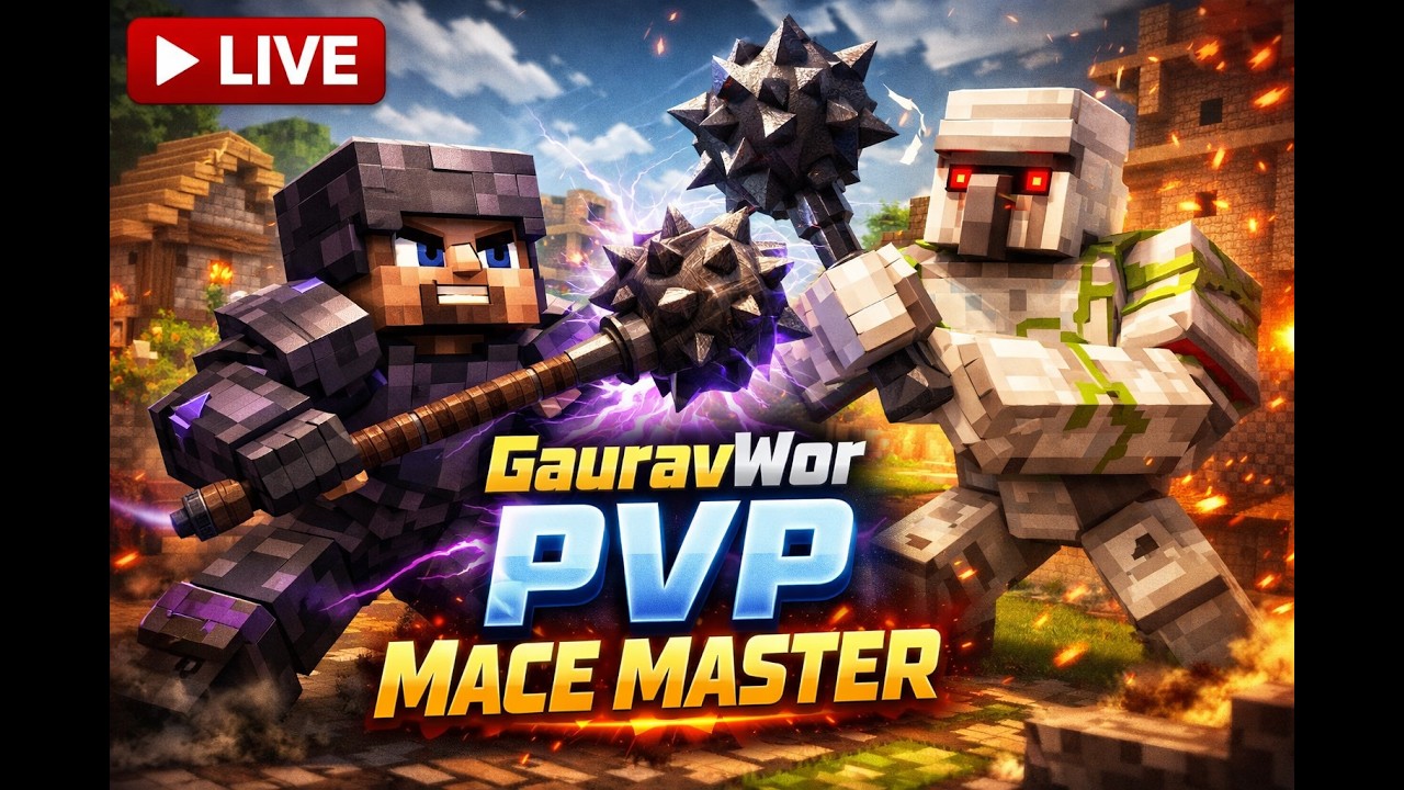 Minecraft live pvp |MACE MASTER with GauravWor pvp practice - YouTube