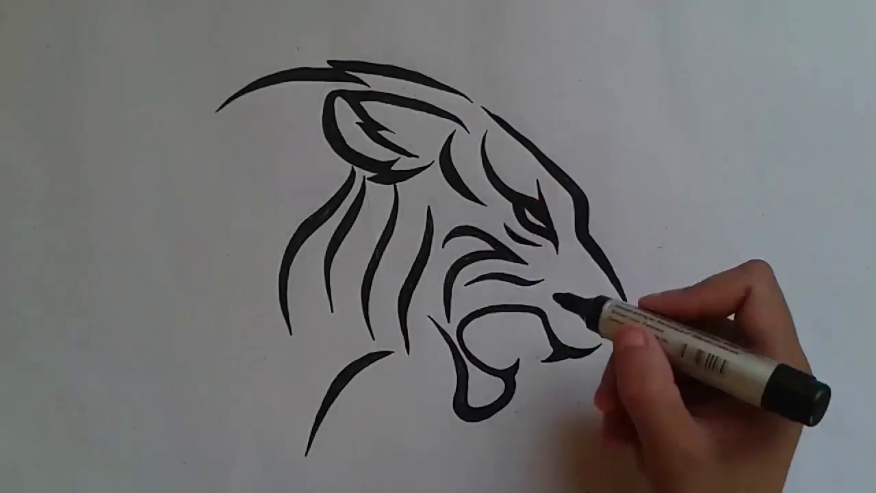 Tiger head tattoo sketch Royalty Free Vector Image