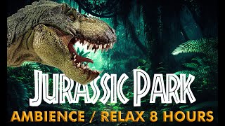Relax in JURASSIC PARK [8 HOURS] Black Screen - AMBIENCE/DINOSAURS/RAIN