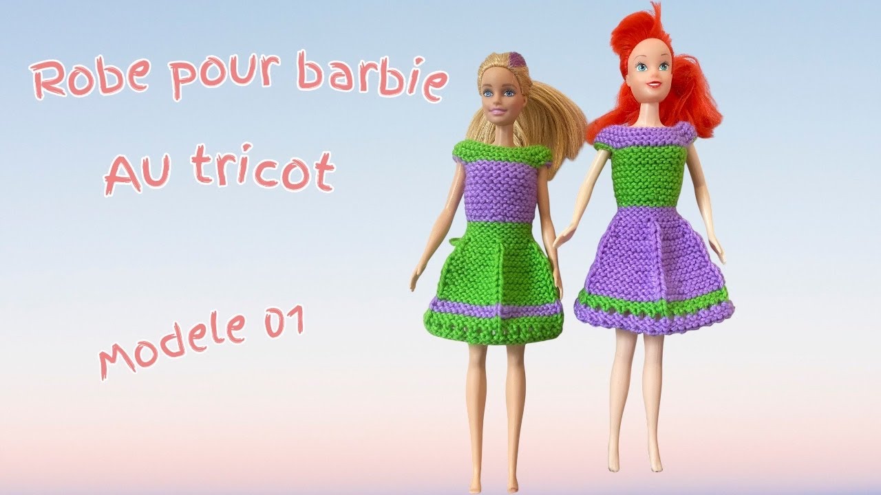 Robe pour poupée Barbie au tricot facile à faire. 