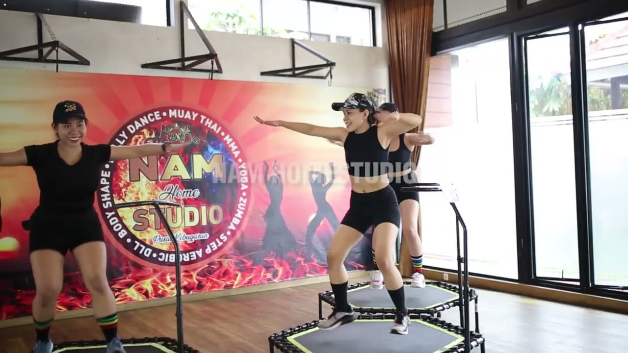 TRAMPOLINE DANCE FITNESS - JAIHO BEGINNER CHOREOGRAPHY  #trampoline #dance #trampolin