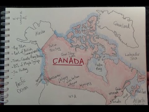 ASMR - Drawing a Map of Canada - Australian Accent - Chewing Gum & Describing in a Quiet Whisper