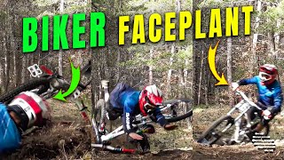 Biker Faceplanted after His Front Tire Lost the Grip
