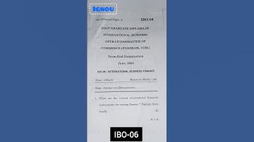 IBO-06 tee June 2024 question paper in English #mcom #pgdibo #shorts #ignou