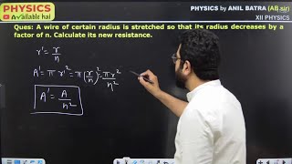 A wire of certain radius is stretched so that its radius decreases by a factor of n. Calculate its