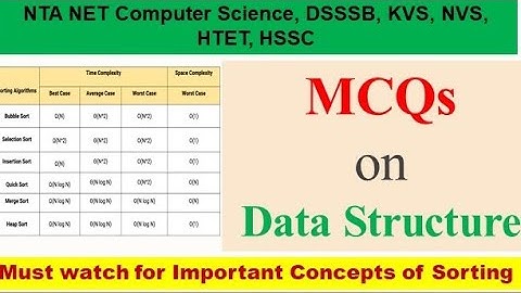 Data structure MCQ || Complexities of various Sorting Algorithm || In-Place Sorting Algorithms