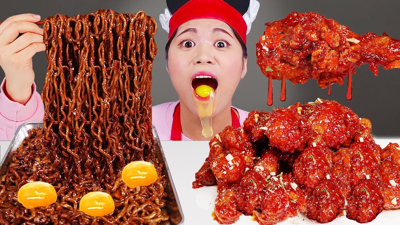 quán gà rán gần đây 2022 New Mukbang Mì Tương Đen Gà rán DONA Việt Nam