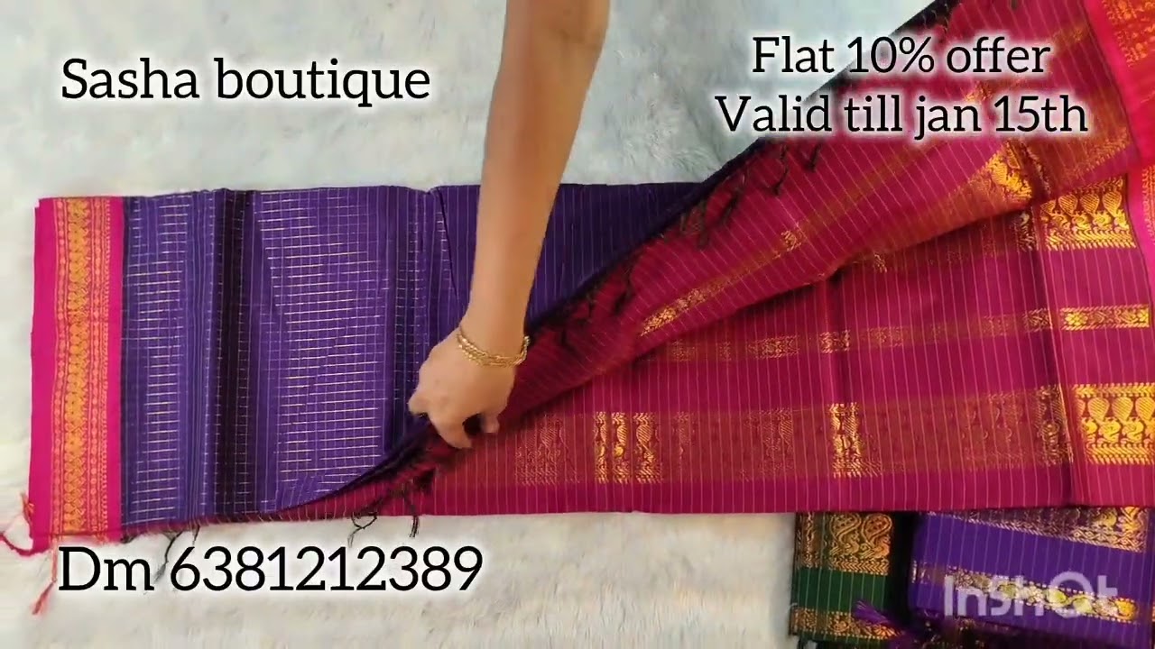 🌼Premium quality Kalyani cotton checked saree with contrast blouse 🌼