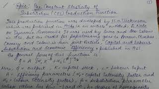Micro economics- CES production fuction