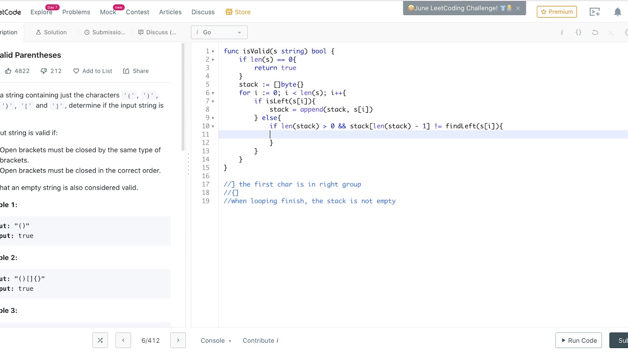 20 Valid Parentheses - Leetcode in Go - Stack - YouTube