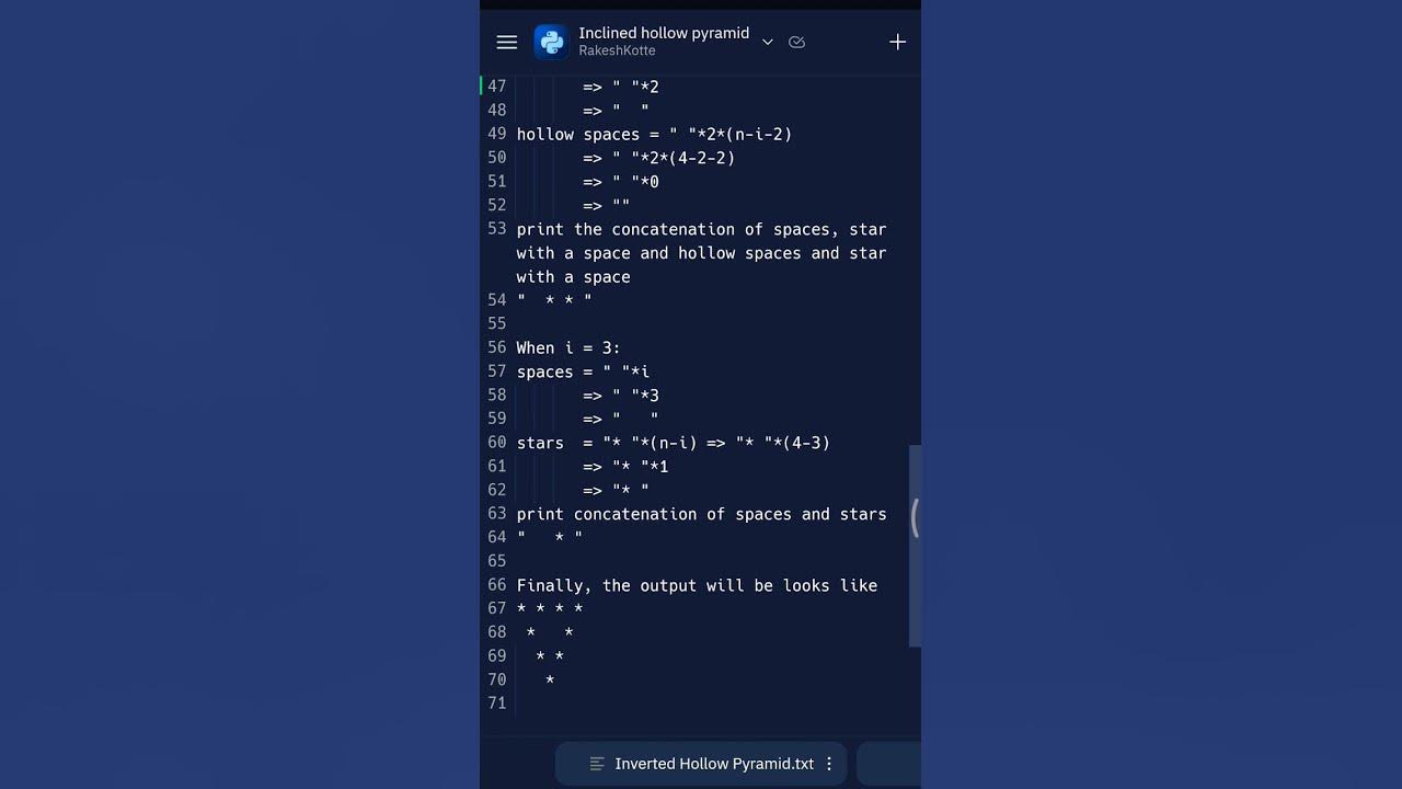 Print inverted hollow pyramid * pattern in python | #python #coding # ...