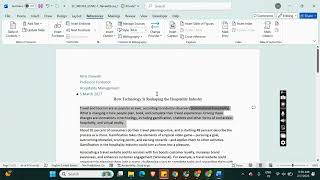 Word 365 | Module 2: End of Module Project 1 Technology in the Hospitality Industry #shellycashman