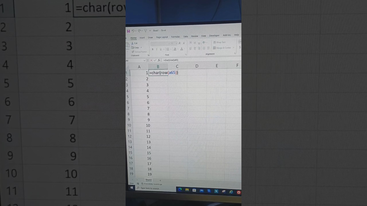 Sequence & char formula() 📍 in Excel 