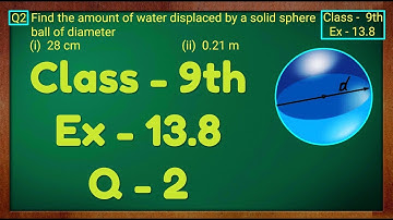 Class 9th , Ex - 13.8, Q 2 ( Surface Areas and Volumes ) CBSE NCERT