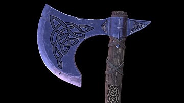 Viking Axe 3D model, Arnold render (Blender, Substance Painter, Zbrush, Maya)