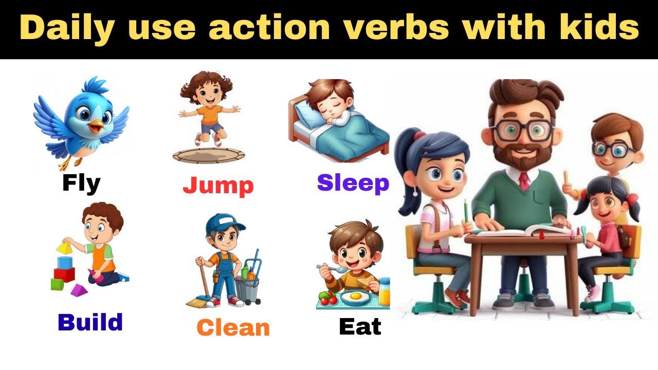 Daily Use Action Verb for kid's || Action Verbs || #englisheveryday #actionverb #ection